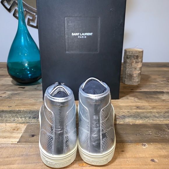 Saint Laurent Metallic w/Stars Hi Top Sneakers - Picture 7 of 8
